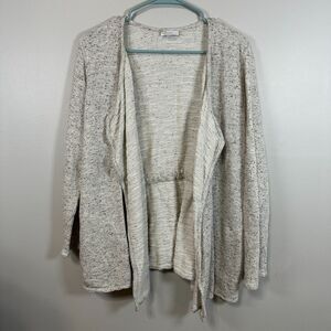 Pure Jill Open Front Waterfall Drawstring Cardigan Medium Grey Sweater J. Jill